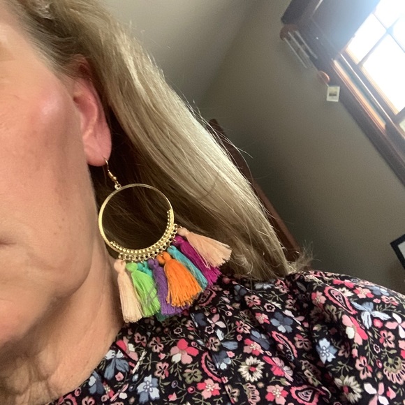 Tassel Hoop Earrings - Picture 6 of 9